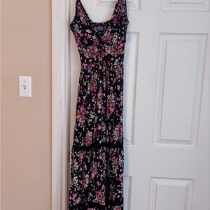 NWT Floral Black & Pink Maxi Dress